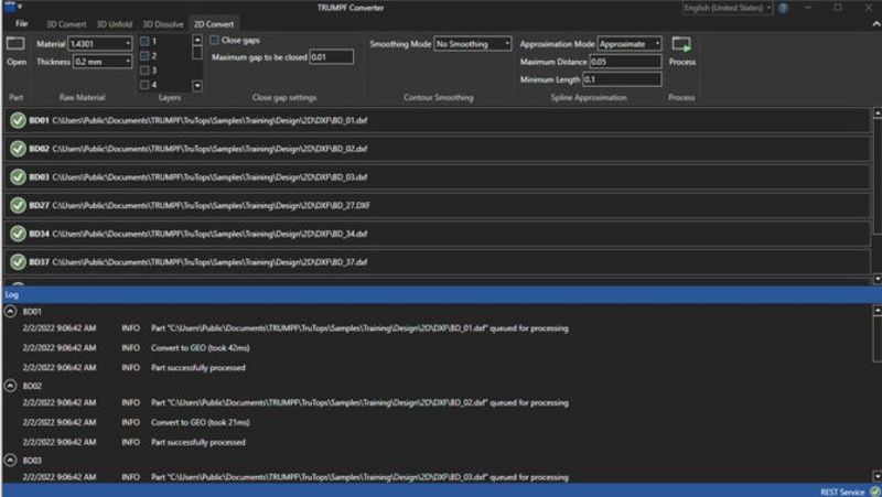 TruTops Boost V14, Screenshot Konvertierungstool