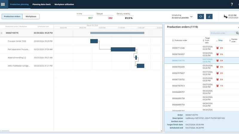 Screenshot Osoon Produktionsplanung