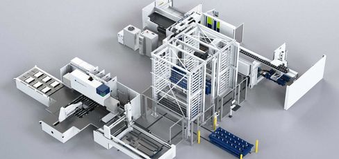 TruBend Center 7030，系统整体带运料车和料库