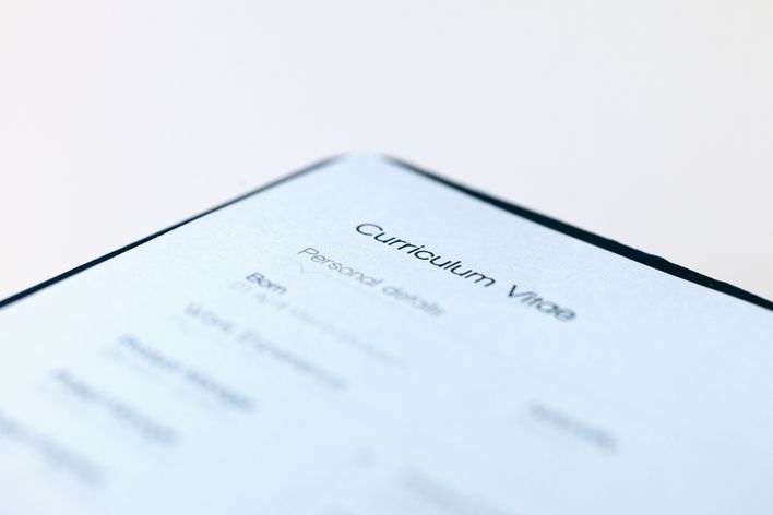 Photograph of a printed Curriculum Vitae