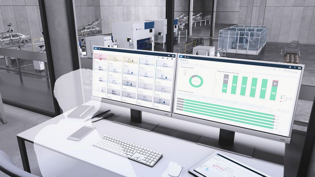 Zwei Monitore auf denen Condition Check von TRUMPF geöffnet ist
