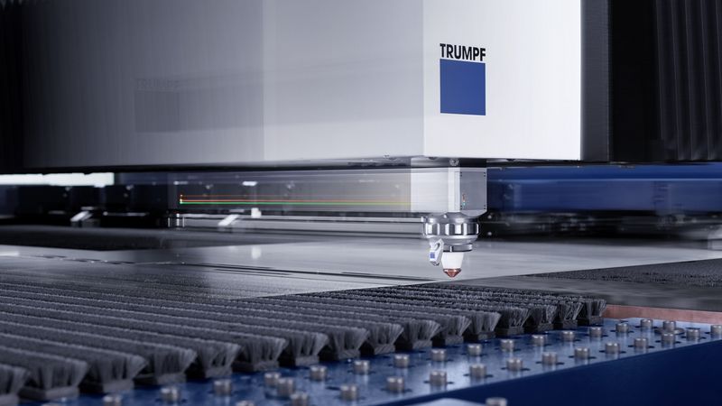 TruLaser Center 7030, cutting head in action