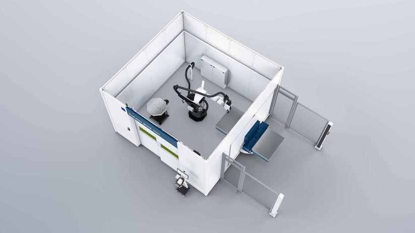 TruLaser Weld 5000 with compact rotary table with 3D clamping plate