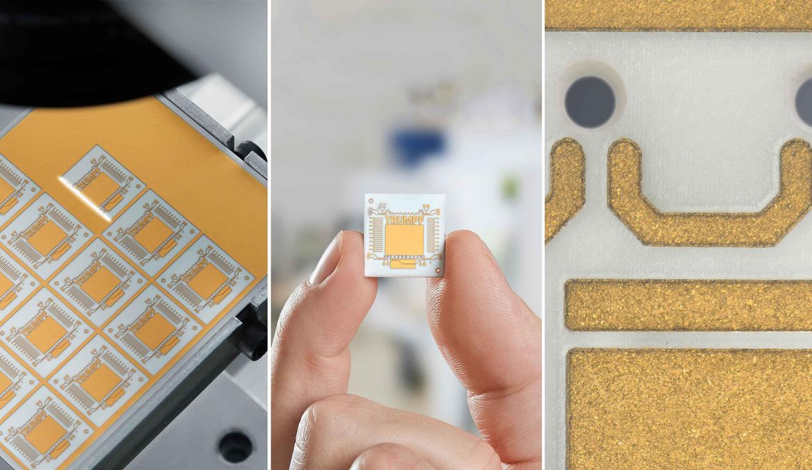 TruMicro application image - ablation of gold and ceramic