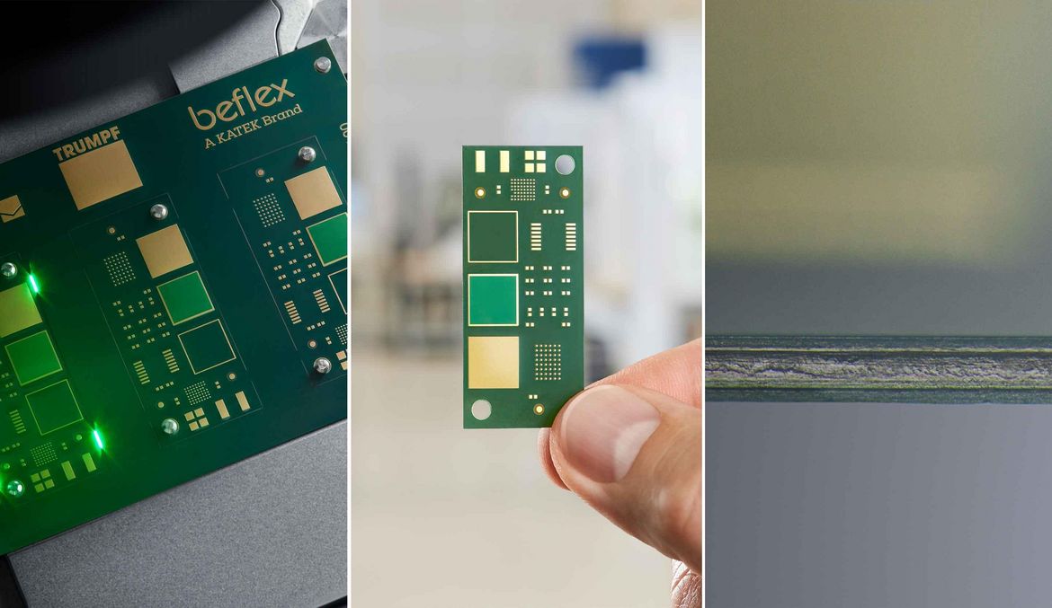 TruMicro application image - cutting of printed circuit boards